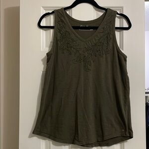 Eddie Bauer Green Embellished Sleeveless Tank Top